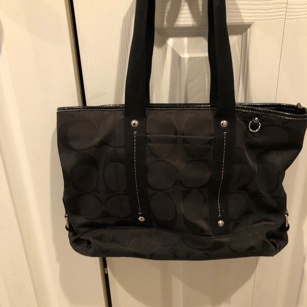 Coach Kyra Nylon Black Signature Jacquard Tote